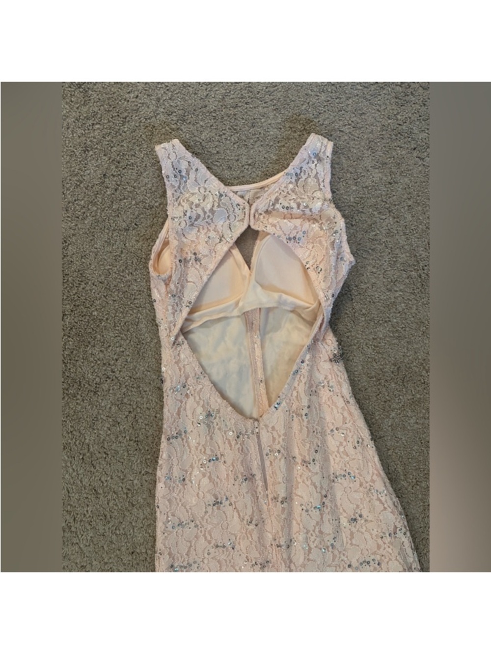 My Michelle Blush Lace Maxi Dress Sequin Bridal Wedding Guest XS S 5 - Picture 4 of 9